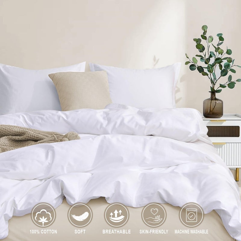Colourful Snail 100-Percent Cotton Duvet Cover Set, Hidden Zipper Closure, Ultra Soft, Easy Care and Durable, Simple Bedding Style, King, White (Comforter Not Included) - Image 4